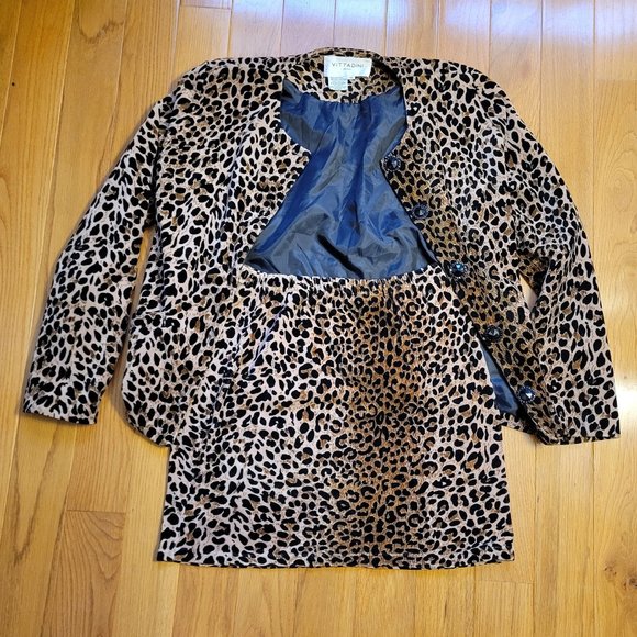 Late 80's VITTADINI leopard velvet suit - Picture 1 of 4